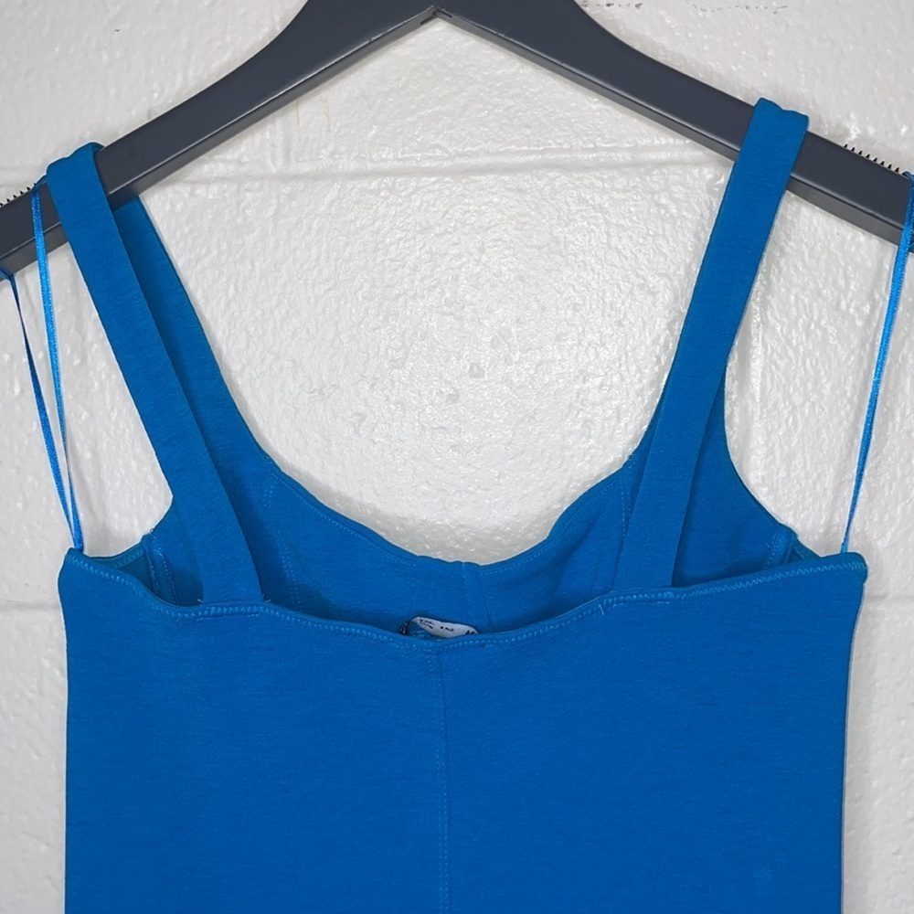 NWT Zara Electric Blue Corset Stitch Bodycon Mini Dress Size Small - Picture 10 of 12